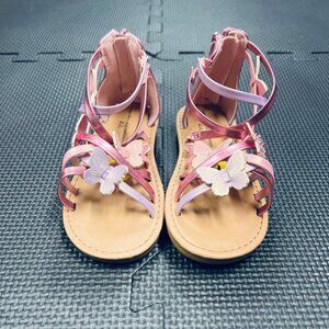 Cupcakes & Cashmere Kids Gladiator Sandals With Butterfly Accent Pink Size 6 Gir